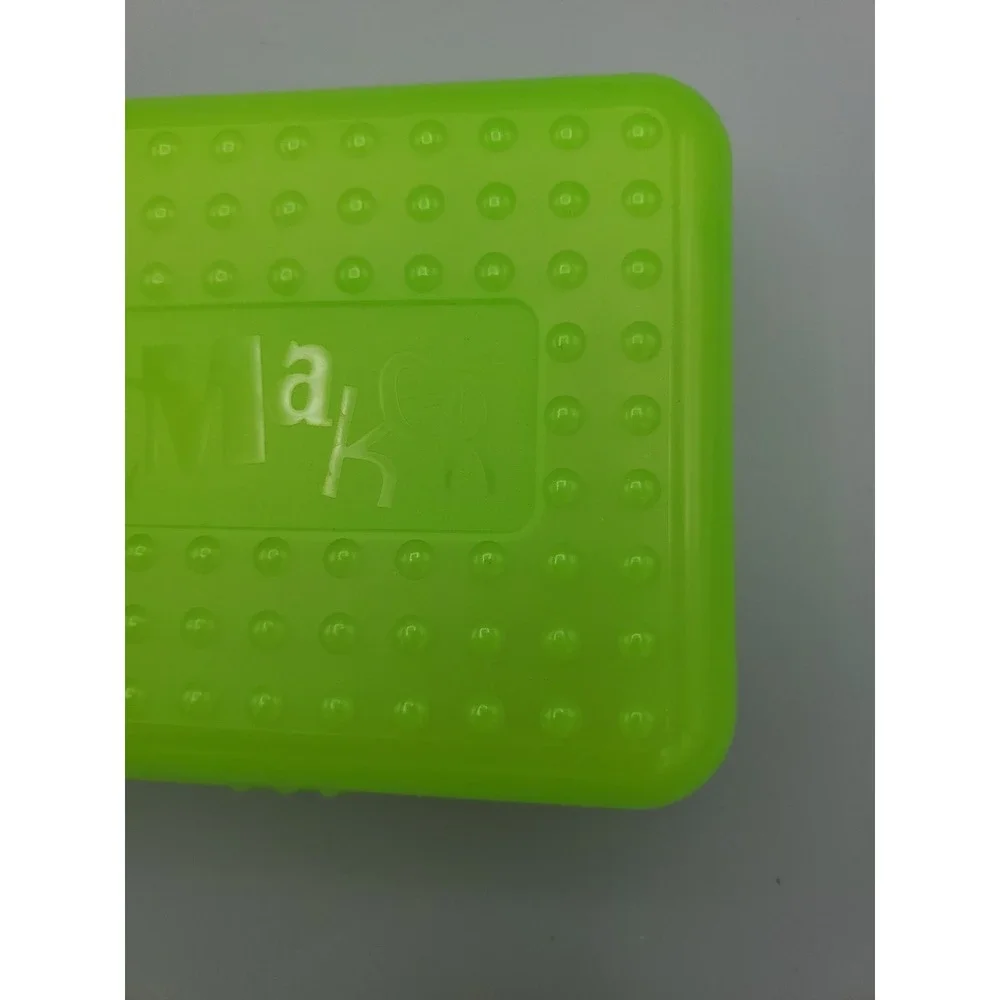 Spacemaker Vintage 1990s Plastic Pencil Case Box Neon‎ Green Top Frosted Bottom